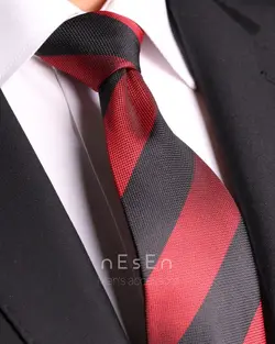 ست کراوات و دستمال جیب مردانه نسن |  طرح کجراه مشکی قرمز