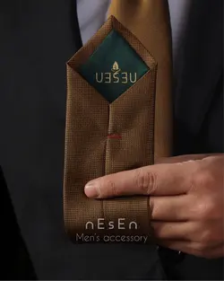 ست کراوات و دستمال جیب مردانه NESEN | زیتونی ساده (جودون) S51 - کراوات نسن