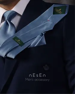 ست کراوات و دستمال جیب مردانه NESEN | آبی ساده (جودون) S50 - کراوات نسن