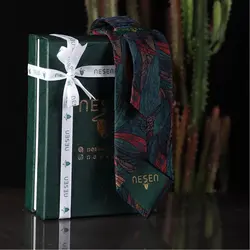 ست کراوات و پوشت مردانه NESEN - طرح برگ سبز کله‌غازی T117 - کراوات نسن