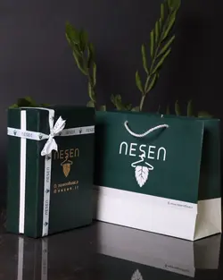 ست کراوات و پوشت مردانه NESEN - طرح برگ سبز کله‌غازی T117 - کراوات نسن