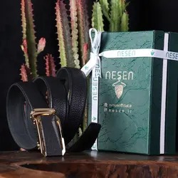 خرید آنلاینکمربندمردانه ریلی چرم طبیعی کراوات نسن