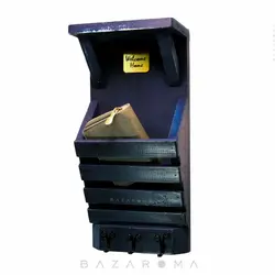 جاکلیدی شلف دیواری دست ساز  چوبی مدل باوان - بازاروما