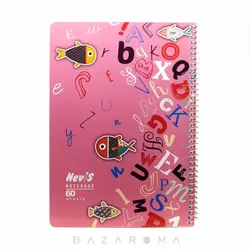 دفتر زبان 60 برگ فانتزی 4 خط جلد طلقی - بازاروما