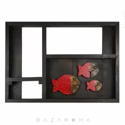 تابلو شلف صنایع دستی چوبی ماهی قرمز F3 - بازاروما