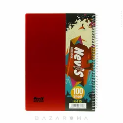 دفتر 100 برگ فنری طرح پاپکو رنگ قرمز - بازاروما