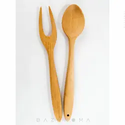 ست قاشق چنگال چوبی بلوط کد 02 - بازاروما