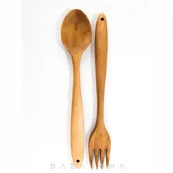 ست قاشق چنگال چوبی بلوط کد 01 - بازاروما