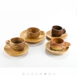 ست 2 پارچه چای خوری چوبی بلوط - بازاروما