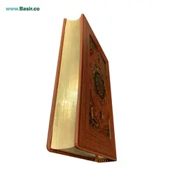 کتاب قرآن نفیس و معطر بصیر جلد چرمی پلاک رنگی همراه با جعبه
