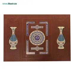 مجموعه نفیس کتاب قرآن چرمی همراه با دو گلدان فیروزه و جعبه