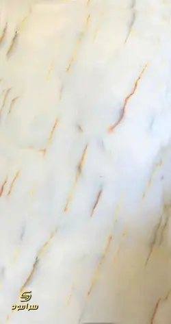 دیوارپوش ماربل شیت سفید با رگه زرد- کد 017 | سرامود