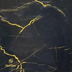 دیوارپوش ماربل شیت مشکی با رگه زرد- کد 018 | سرامود