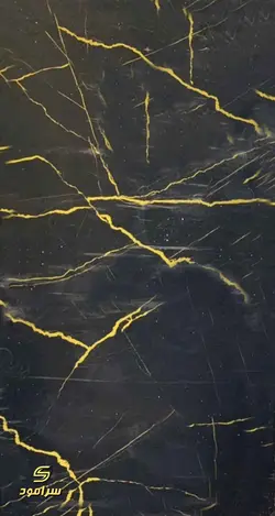 دیوارپوش ماربل شیت مشکی با رگه زرد- کد 018 | سرامود
