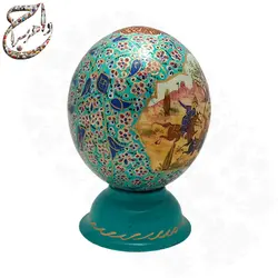 نقاشی بازی چوگان روی تخم شترمرغ