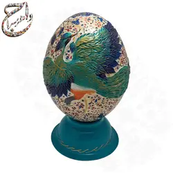 نقاشی برجسته سیمرغ روی تخم شترمرغ