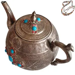 قوری تزئینی قدیمی هندی قلمزنی