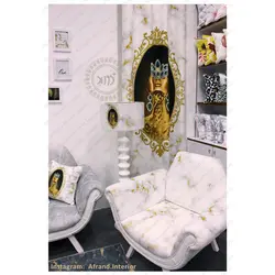 پرده طرح دختر تاج دار خوشنویسی