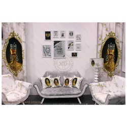 پرده طرح دختر تاج دار خوشنویسی