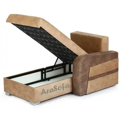 مبل L تختشو مدل LP25 مبل آرا - دارای فضای باکس ، دراز کش و تخت خواب قیمت مبل تخت شو