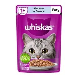پوچ گربه ویسکاس با طعم ماهی قزل آلا و سالمون در سس_Whiskas cat wet food, trout and salmon stew
