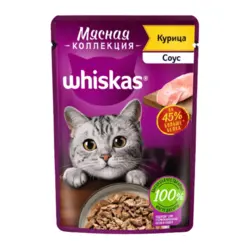 پوچ ویسکاس گربه با طعم مرغ در سس_Whiskas meat collection for cats with chicken