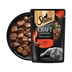 پوچ گربه شبا با طعم بیف در سس_Sheba craft collection beef in sauce