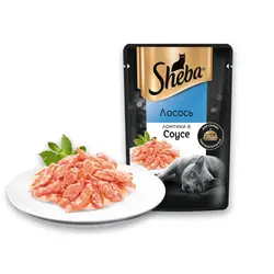 پوچ گربه شبا با طعم سالمون در سس_Sheba slices in sauce, salmon