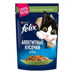 پوچ گربه فلیکس با طعم خرگوش در ژله_Felix Appetizing pieces,with rabbit in jelly