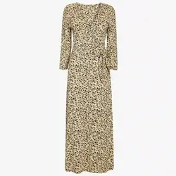 پیراهن بلند گلدار زرد (مناسب شیردهی)