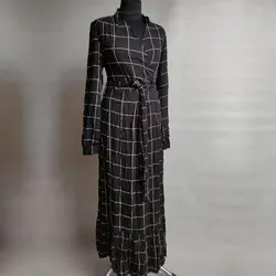 پیراهن ساحلی بلند شطرنجی مشکی سفید نکست