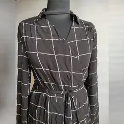 پیراهن ساحلی بلند شطرنجی مشکی سفید نکست