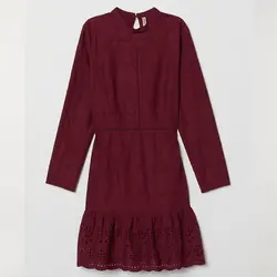 پیراهن مجلسی خامه دوزی زرشکی اچ اند ام H&amp;M