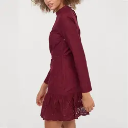 پیراهن مجلسی خامه دوزی زرشکی اچ اند ام H&amp;M