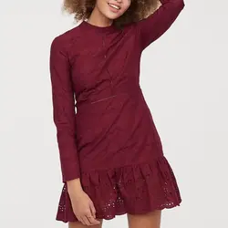 پیراهن مجلسی خامه دوزی زرشکی اچ اند ام H&amp;M
