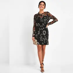 پیراهن مجلسی گل دوزی و پولک دوزی مشکی نکست NEXT