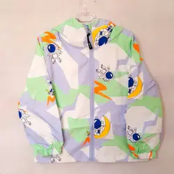 سویشرت بارانی کلاهدار وارداتی بچه گانه طرح فضانورد