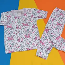 پیراهن و شلوار بچگانه طرح پروانه ای