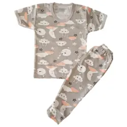 پیراهن و شلوار بچگانه طرح ماه و ابر