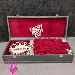 باکس گل رز و کیک مردانه مدل 30 | گل فروشی آنلاین هما