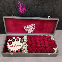 باکس گل رز و کیک مردانه مدل 30 | گل فروشی آنلاین هما
