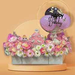 باکس گل و کیک برای نوزاد دختر |  قیمت باکس گل و کیک آتوسا