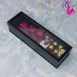 باکس گل و شکلات کوچک مدل زمرد | باکس گل و شکلات ارزان ولن