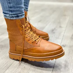 بوت مردانه ساق بلند رنگ عسلی کد 34589