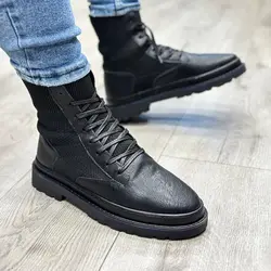 بوت مردانه ساق بلند رنگ مشکی کد 34587