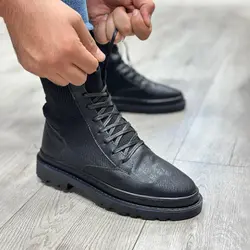 بوت مردانه ساق بلند رنگ مشکی کد 34587