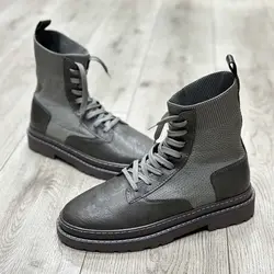 بوت مردانه ساق بلند رنگ طوسی کد 34125