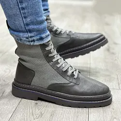 بوت مردانه ساق بلند رنگ طوسی کد 34125