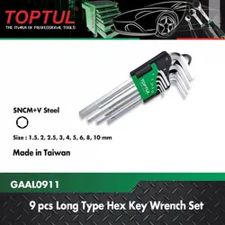 مجموعه 9 عددی آچار آلن 6 گوش سایز بلند تاپ تول - TOPTUL GAAL0911