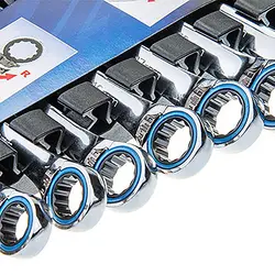 مجموعه 12 عددی آچار یکسررینگ جغجغه‌ای با نگهدارنده